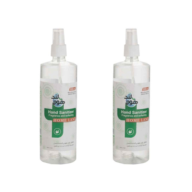 محلول ضد عفونی کننده دست هوم لند مدل درب افشانه حجم 500 میلی لیتر بسته 2 عددی
