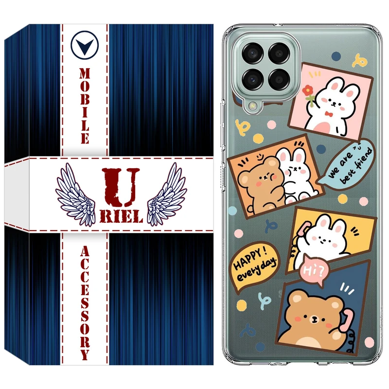 کاور یوریل قاب مدل Clear کد 19 طرح خرگوش و خرس مناسب برای گوشی موبایل سامسونگ Galaxy M33