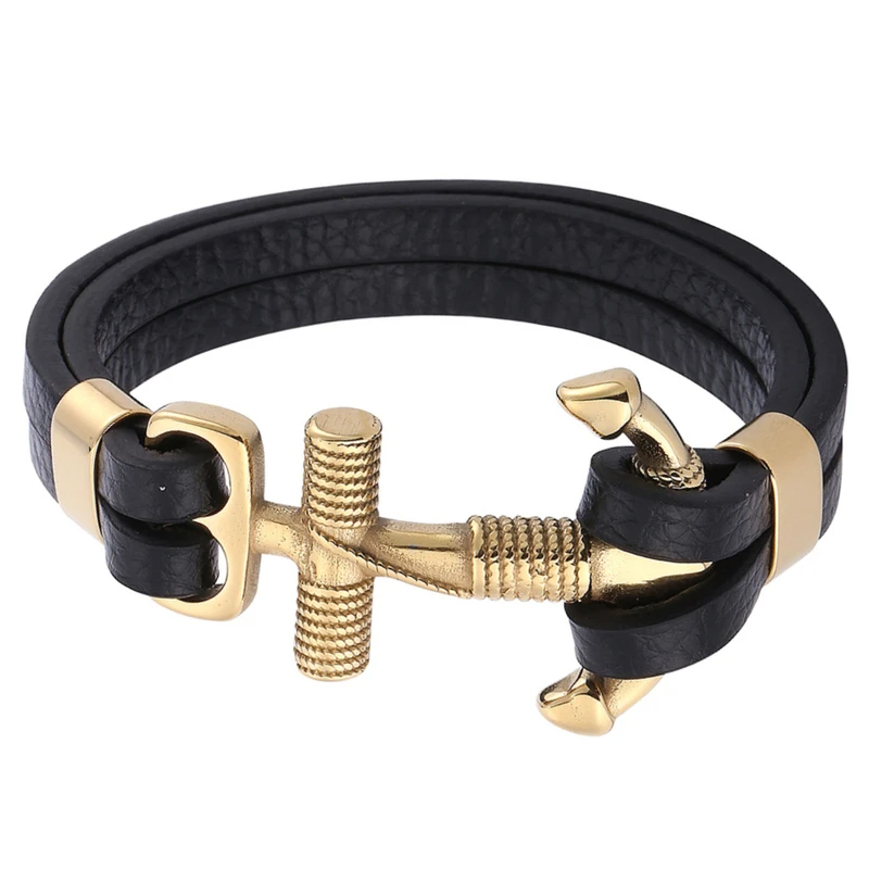 دستبند چرم مردانه گالری گوهرسنگ مدل لاکچری کد OT_386_G