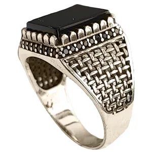 انگشتر نقره مردانه مدل عقیق اسپرت MS9057