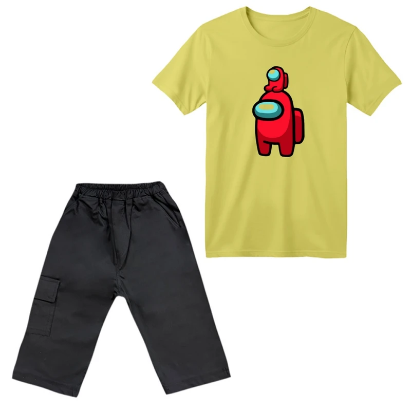 ست تی‌شرت آستین کوتاه و شلوارک پسرانه مدل امانگ آس