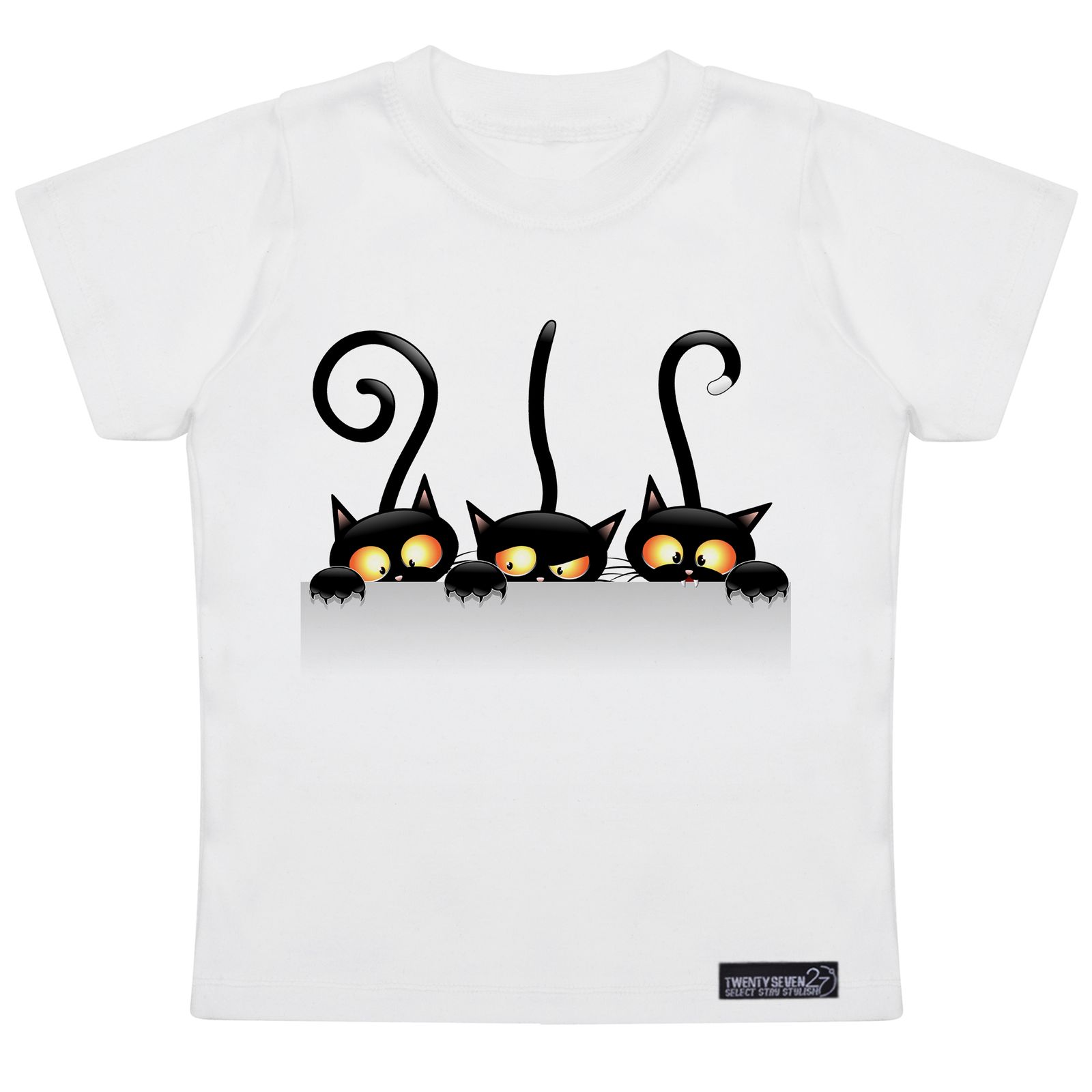 تی شرت آستین کوتاه دخترانه 27 مدل Black Cat Three کد MH923 -  - 1
