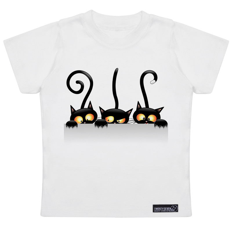 تی شرت آستین کوتاه پسرانه 27 مدل Black Cat Three کد MH923