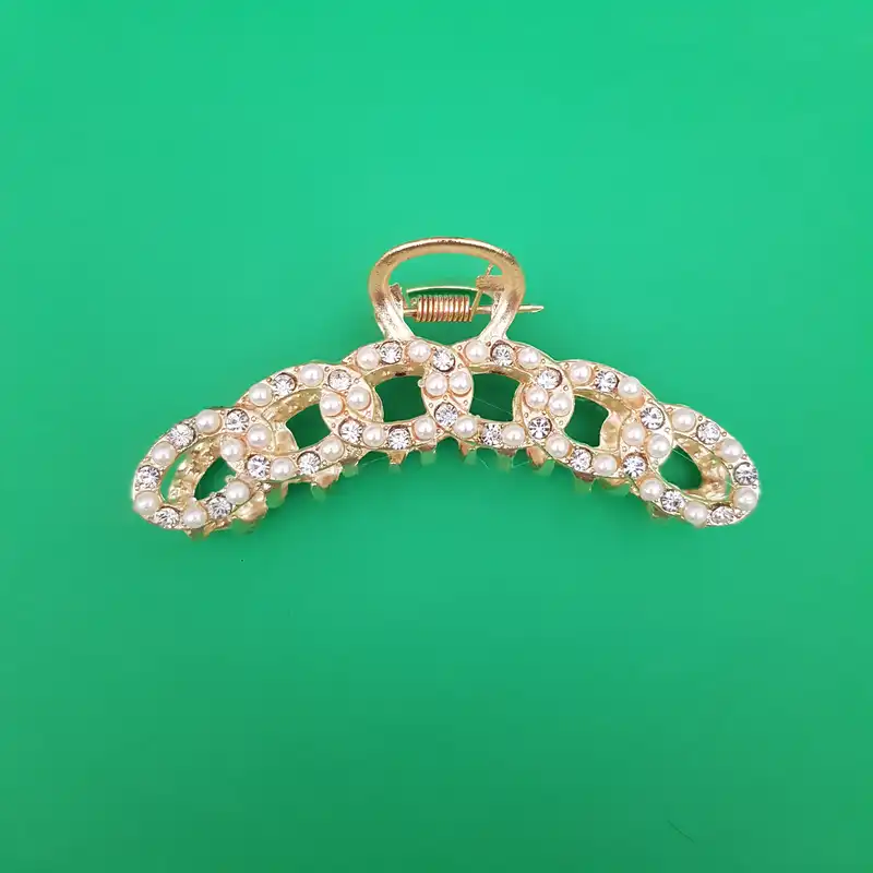 کلیپس مو زنانه مدل نگین و مروارید 6 حلقه