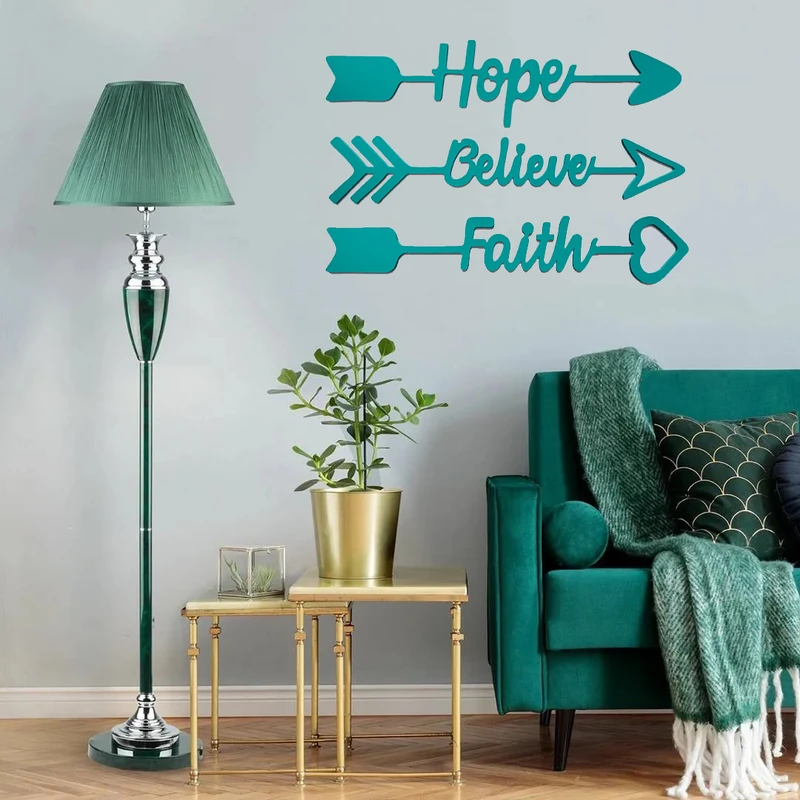 استیکر آرتافرین مدل دیوارکوب چوبی Believe Faith Hope مجموعه سه عددی