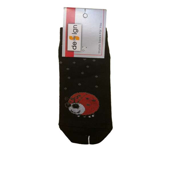 جوراب ساق کوتاه دخترانه مدل کفشدوزک کد 675