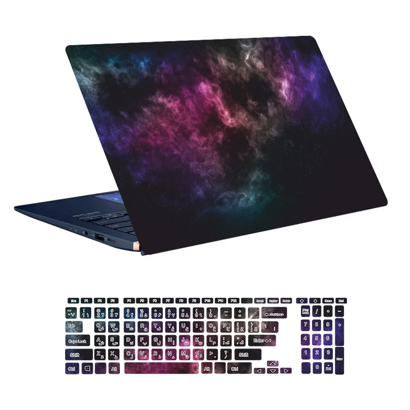 استیکر لپ تاپ توییجین و موییجین طرح Space کد 107 مناسب برای لپ تاپ 15.6 اینچ به همراه برچسب حروف فارسی کیبورد 