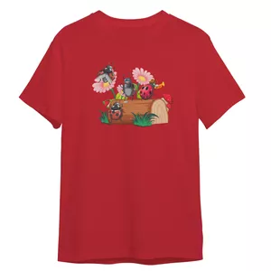 تی شرت آستین کوتاه بچگانه مدل کفشدوزک های شاد کد 0491 رنگ قرمز