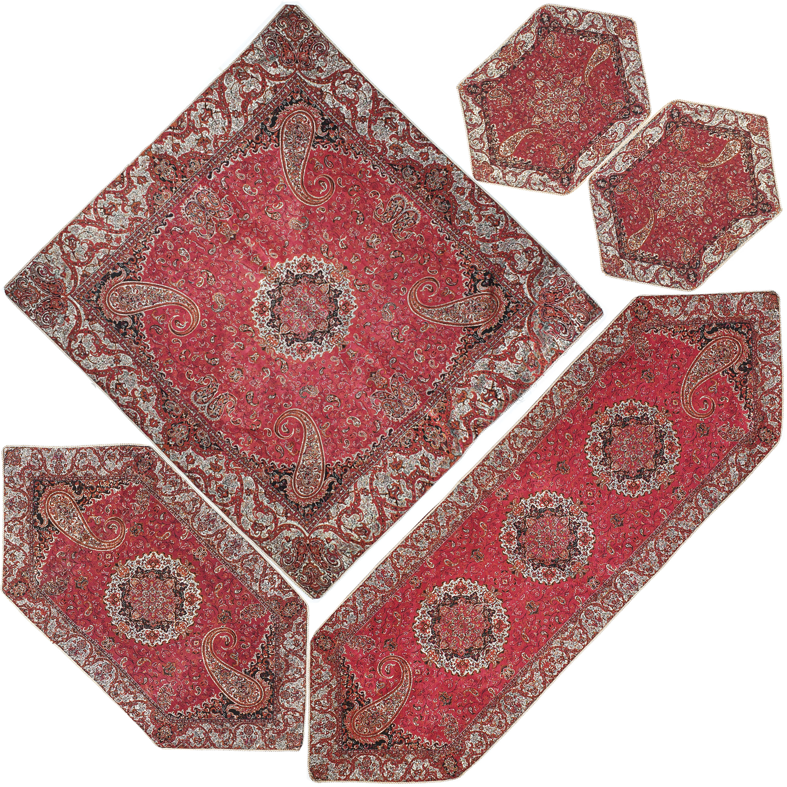 ست 5 تکه رومیزی ترمه مدل شیوا کد ZHR-272