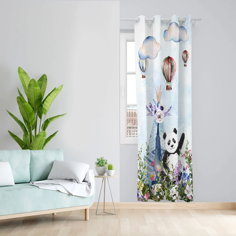 پرده مدل هازان پانچی طرح اتاق کودک چاپی کد 1891 سایز 140x280 سانتی متر