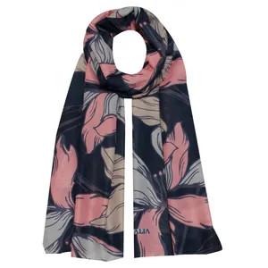 شال زنانه آنالیا مدل  نخی خنک طرح برگ کد a-10085