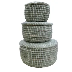 سبد حصیربافی کد KH04 مجموعه 3 عددی