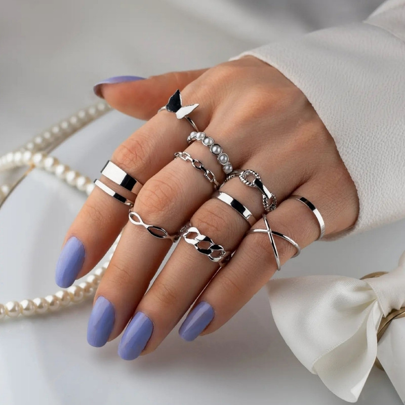 انگشتر زنانه مدل مرواریدی مجموعه 10 عددی