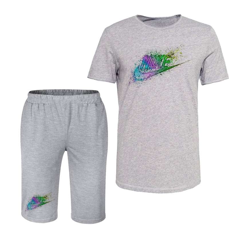 ست تی شرت و شلوارک مردانه مدل 24 رنگ طوسی