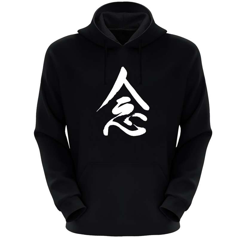 هودی مردانه مدل حروف چینی S151 رنگ مشکی