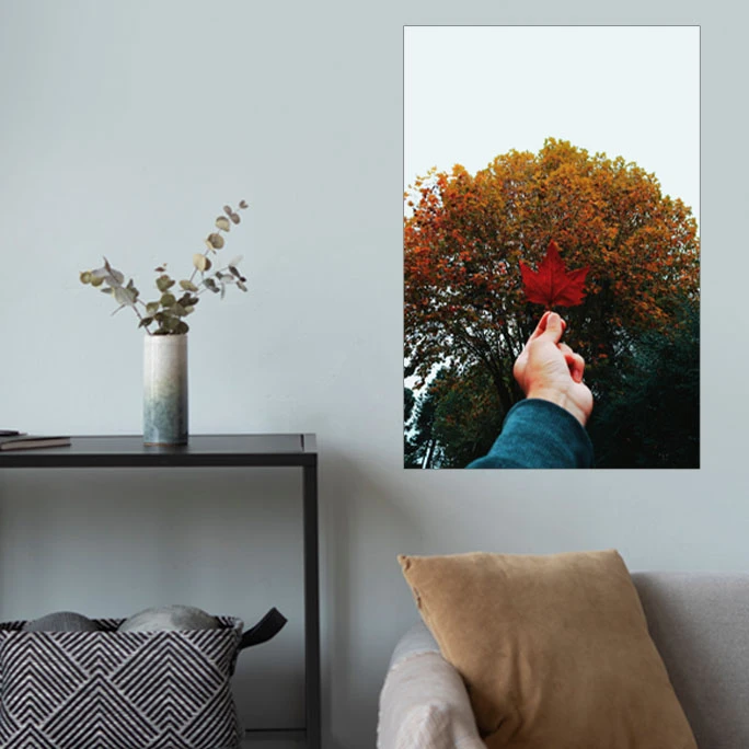 پوستر گوفی مدل والپیپر برگ پاییزی زیبا طرح طبیعت و گردشگری Nature Red Leaf 4K کد HND41