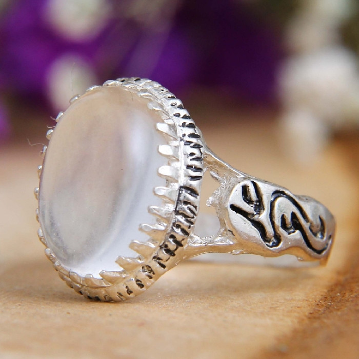 انگشتر نقره مردانه مدل سنگ درنجف طرح یاعلی کد 205