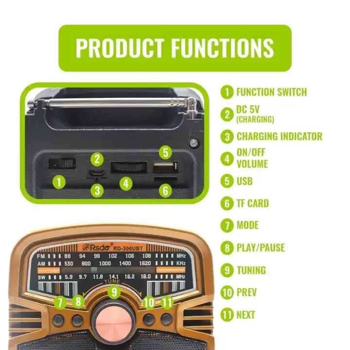 رادیو آر اس دی مدل RD-306UBT