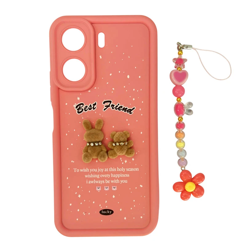 کاور طرح تدی مدل فرندز کد A11783 مناسب برای گوشی موبایل شیائومی  Redmi 13c / Poco C65 به همراه بند آویز