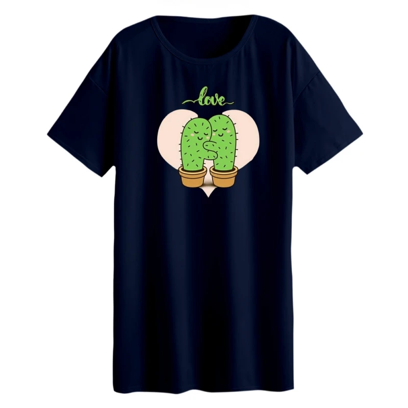 تی شرت لانگ زنانه مدل کاکتوس های عاشق