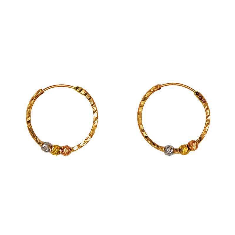 گوشواره طلا 18 عیار دخترانه مدل حلقه ای گوی دار گالری عیاره کد C گوشواره طلا 18 عیار دخترانه مدل حلقه ای گوی دار گالری عیاره کد C