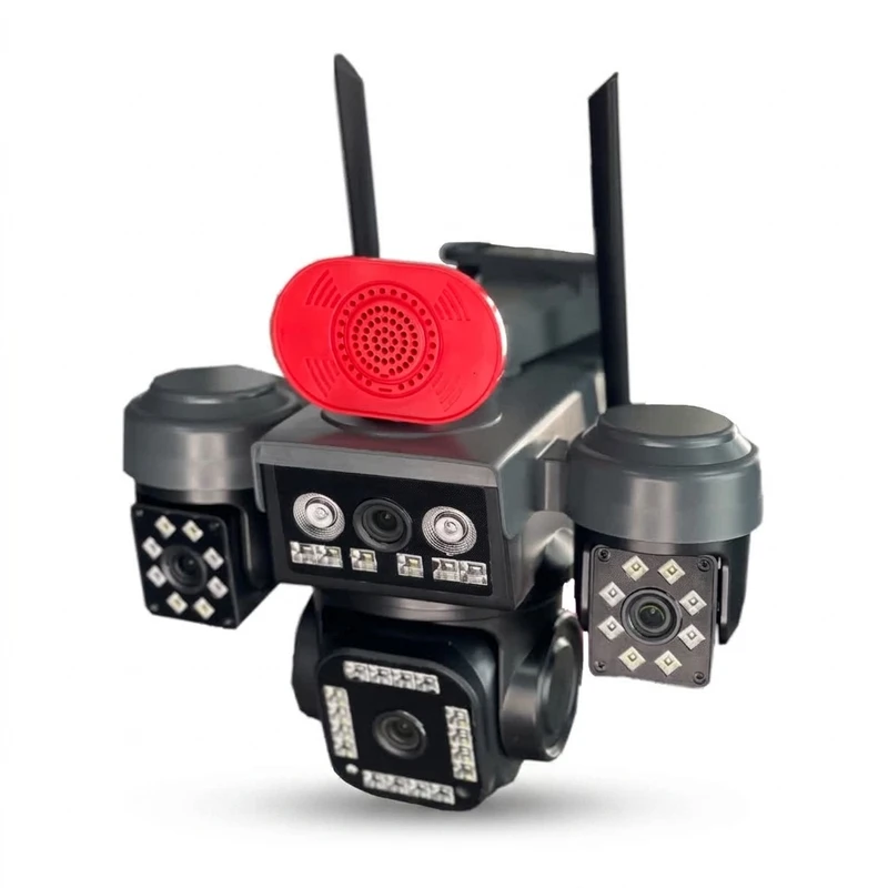 دوربین مداربسته تحت شبکه سیم‌کارتی 4 لنز مدل RS4G.MP3 با چرخش 360 درجه، دید در شب رنگی، تشخیص انسان و تعقیب سوژه، مکالمه دوطرفه و آژیر صوتی و نوری