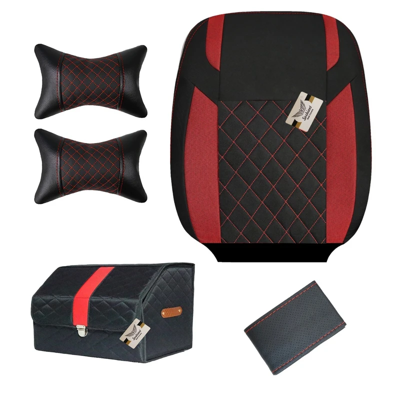 روکش صندلی سوشیانت مدل کاج مناسب برای کوییک و تیبا دو همراه با پشت گردنی و دور فرمان و باکس