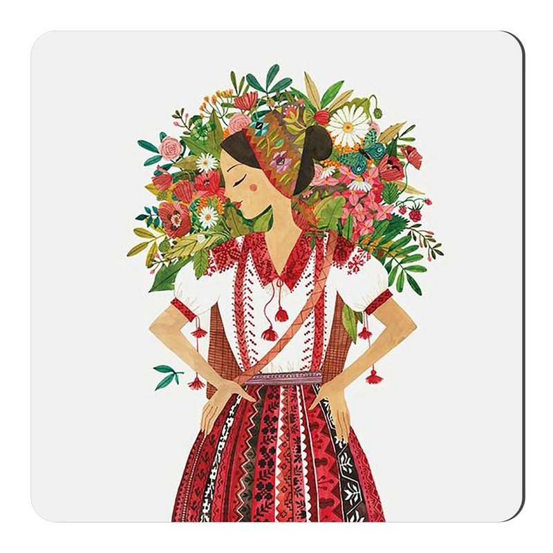  مگنت طرح زن سرخ پوست و سبد گل کد wmg737
