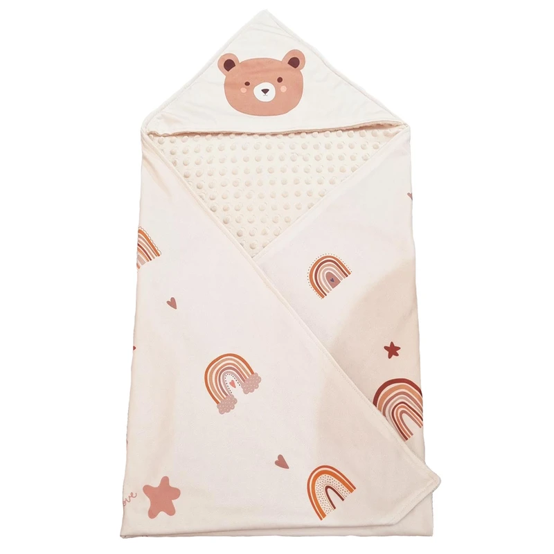 پتو نوزاد آوین دریم مدل خرس و رنگین کمان سایز 75*95 سانتی متر