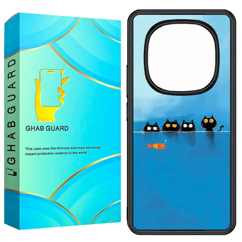 کاور قاب گارد طرح گربه و ماهی مدل GN14P مناسب برای گوشی موبایل شیائومی Redmi Note 14 Pro 5G / Note 14 Pro Plus 5G