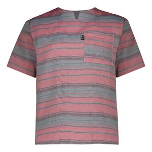 تی‌شرت آستین کوتاه مردانه یقه کوبایی مدل کنفی راه راه کد T-SU-AB