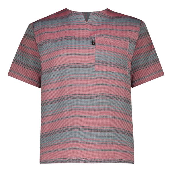 تیشرت آستین کوتاه مردانه یقه کوبایی مدل کنفی راه راه کد T-SU-AB