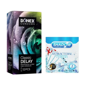 کاندوم بونکس مدل Classic Delay بسته 12 عددی به همراه کاندوم شادو مدل Anti Bacterial بسته 3 عددی