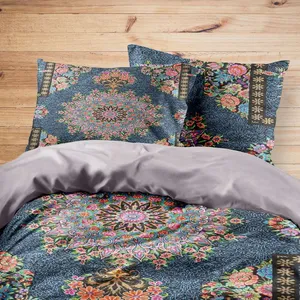 سرویس روتختی مدوپد طرح قالی قم ترنجی گلفرنگ مدل C-Ghom169 یک نفره 4 تکه