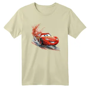 تی شرت آستین کوتاه بچگانه مدل ماشین ها کد ۱ رنگ کرم