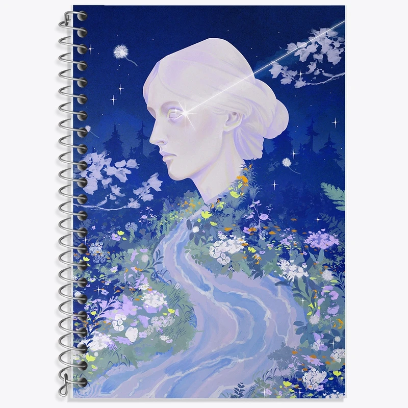 دفتر زبان 50 برگ خندالو مدل دو خط طرح زن و گل کد F25