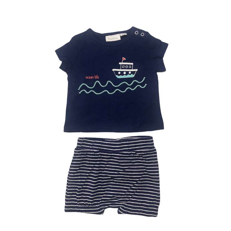 ست تی شرت و شلوارک نوزادی ایمپی دیمپی مدل اقیانوس