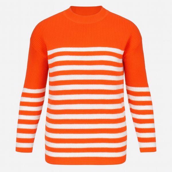 پلیور یقه گرد زنانه مدل راه راه