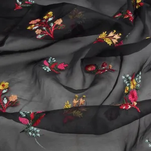  پارچه لباس مدل حریر ارگانزا گلدوزی شده کد 08