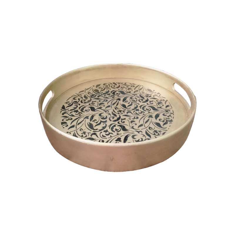 سینی دسته دار مدل گلدالاکر سایز 29*29 سانتی متر سینی دسته دار مدل گلدالاکر سایز 29*29 سانتی متر