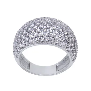 انگشتر نقره زنانه بازرگانی میلادی مدل قالب جواهری فول نگین برلیان اتمی کد AWR_0105