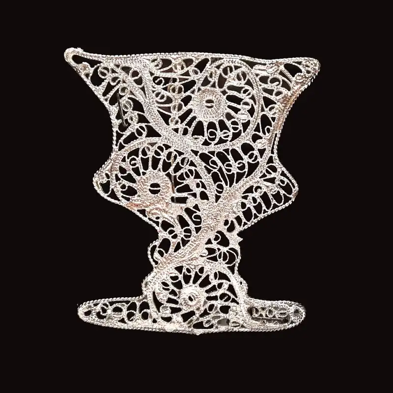 تابلو ملیله کاری طرح گل نقره  کد F-50