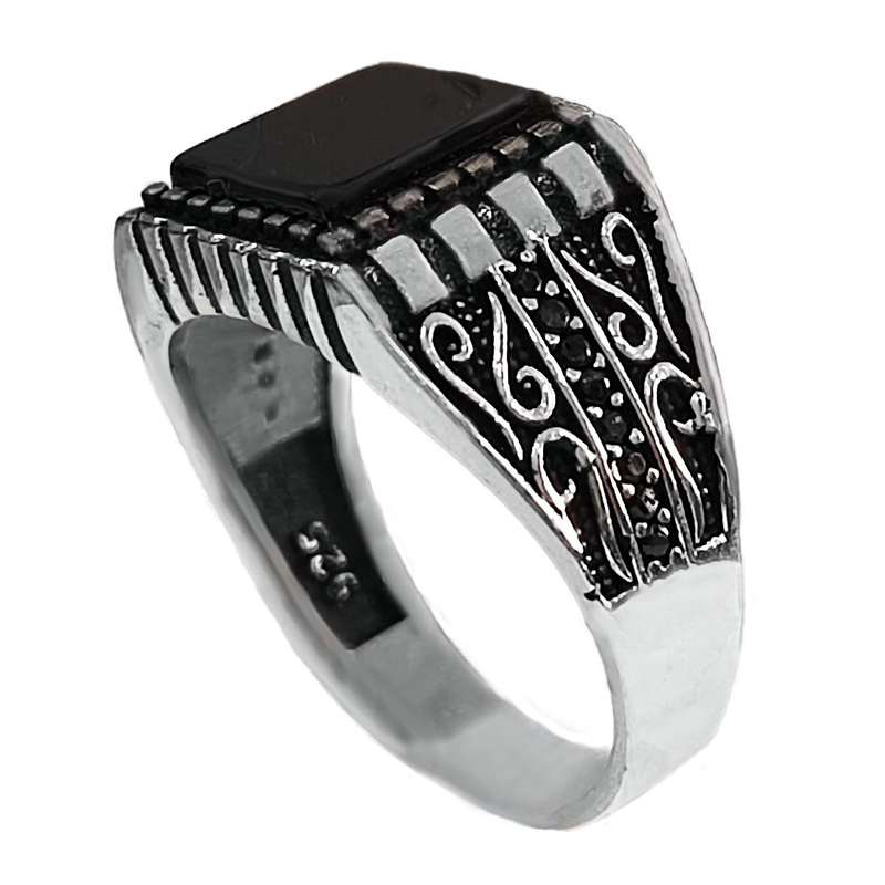 انگشتر نقره مردانه مدل عقیق MS9041