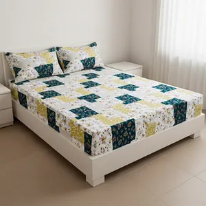 سرویس ملحفه آدنو مدل چهل تکه کد CH110 دونفره 3 تکه