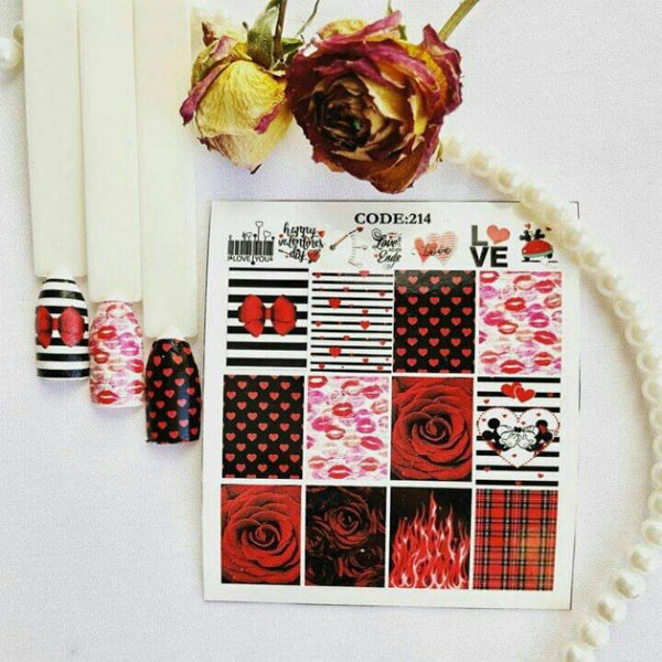 استیکر طراحی ناخن مدل چهارخونه و راه راه کد C214