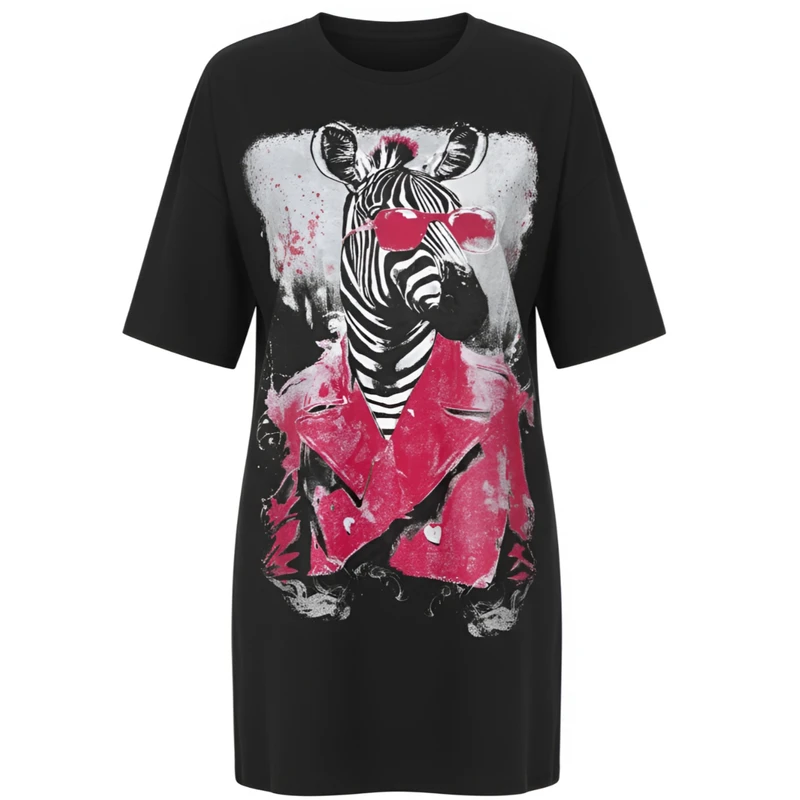 تی‌شرت  اورسایز آستین کوتاه زنانه مدل 112471