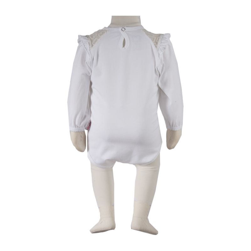 بادی آستین بلند نوزادی آدمک مدل  گیپوردار کد 17829 رنگ سفید -  - 4