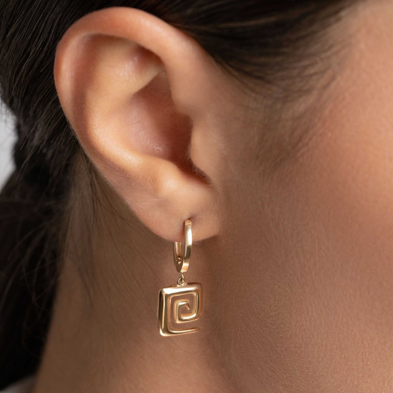 گوشواره حلقه‌ای طلا 18 عیار زنانه تاج مدل G323 - 3