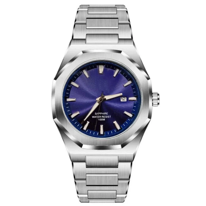 ساعت مچی عقربه‌ای کوارتز مردانه مدل لوکس صفحه ساده قفل پروانه ای کد 002