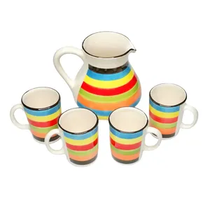سرویس پارچ و لیوان 5 پارچه مدل رنگی